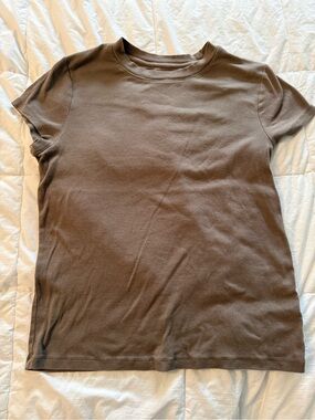 a new day Brown Ribbed Crewneck Tee